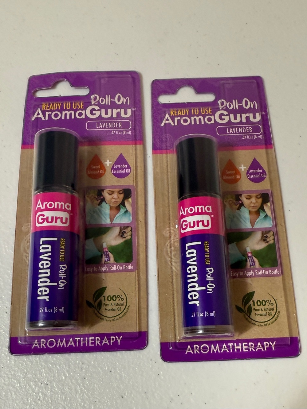 Aroma Guru Lavender Essential Oil Roll-On Aromatherapy 2 Pk